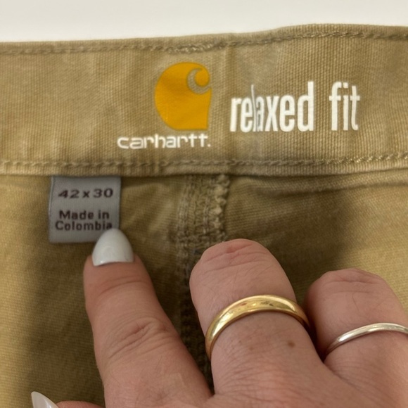 Carhartt Men’s 42x30 Duck Canvas Cargo Pants Stretch Utility Relaxed Tan Workear - Picture 4 of 10